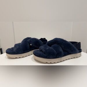 UGG Navy Plush Women's Slippers